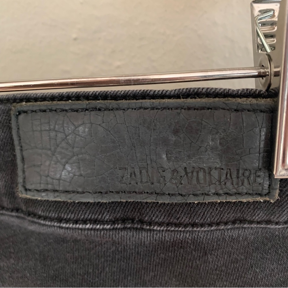 ZADIG & VOLTAIRE Eva Gris Destroy Deluxe Black Skinny Jeans Size 26 - Picture 11 of 16